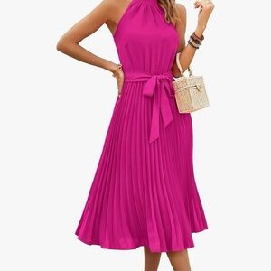 Elegant Pink Halter Dress